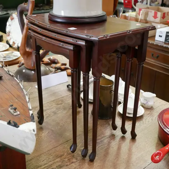 mahogany nest of 3 tables