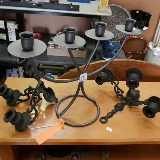 candelabra, 2 cast iron wall mounted sconces