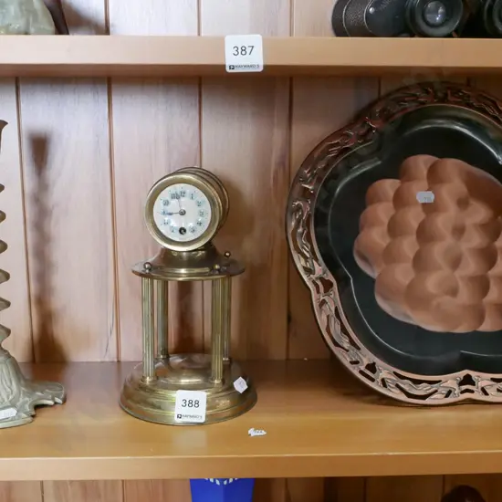 part anniversary clock, brass candlestick, tray