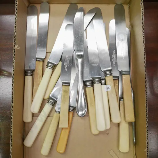 box of vintage bone handled knives