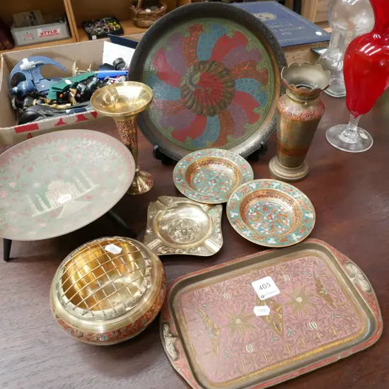 cloisonne plates, bowls, trays, vases