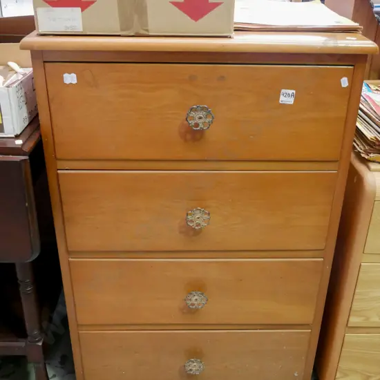 retro 4 drawer chest with metal handles