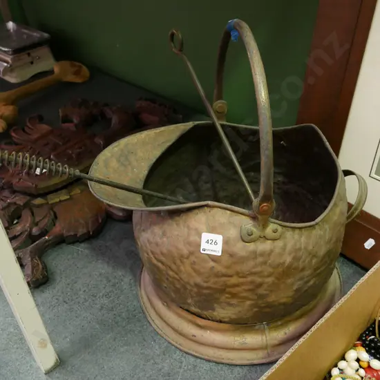 beaten copper coal  scuttle