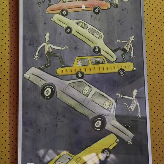 framed mixed media - cars