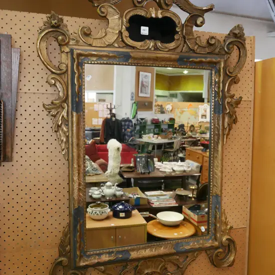 reproduction very decorative gilt framed wall mirror - some damage to gilt H-1020 W-720