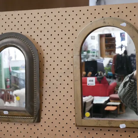 2x small wall mirrors - yellow dots