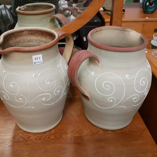 2x large Denby decorative jugs H-310