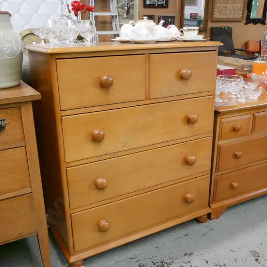 solid kauri 5 drawer tallboy H-1080 W-910 D-450