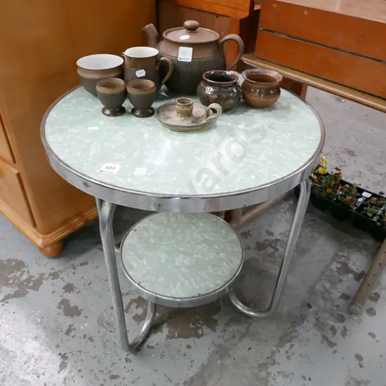 deco chorme and formica 2 tier end table