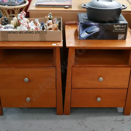 pair of solid pine bedside cabinets - some marks to varnish