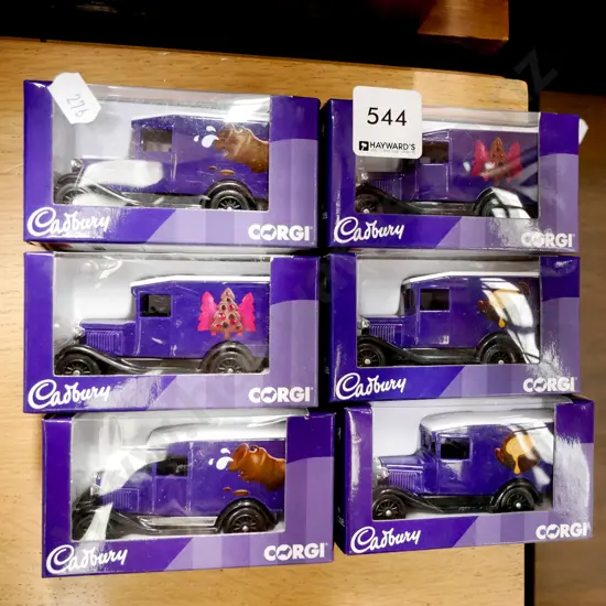 6x boxed Corgi, Cadbury model vehicles