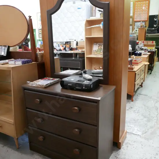 mdf faux wood mirror back dresser H-1250 W-830 D-390