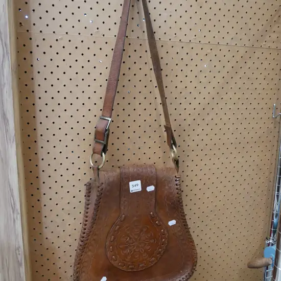 tooled leather handbag