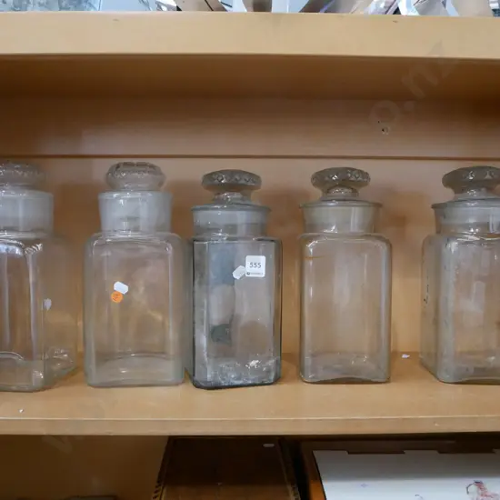 5x vintage glass storage jars