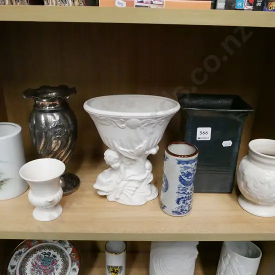 shelf of vases