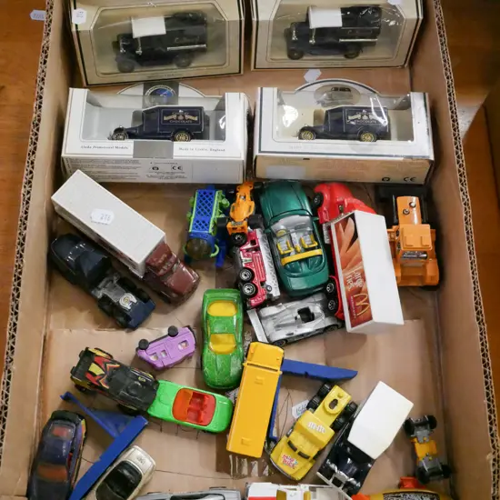 box of model vehicles