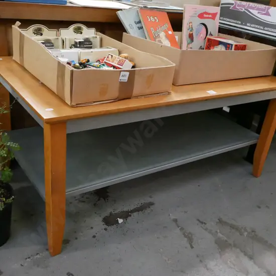 solid wood and glass coffee table