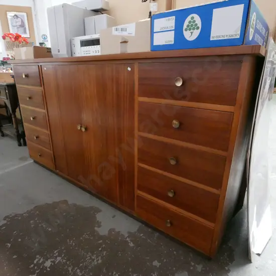large Zealandia sideboard with 10 drawers and 2 cupboard doors - some marks and scratches H-970 W-1870 D-590