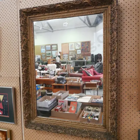 vintage gilt framed wall mirror - slight silvering and slight damage to frame H-860 W-630