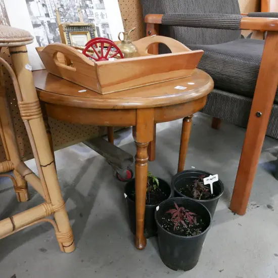 turned beech circular hall table