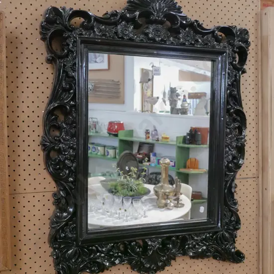 ornate black composite wall mirror H-800 W-600