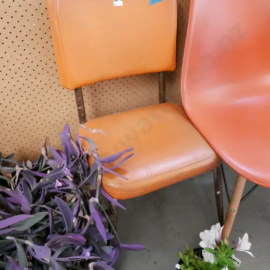 retro metal and orange vinyl dining chair