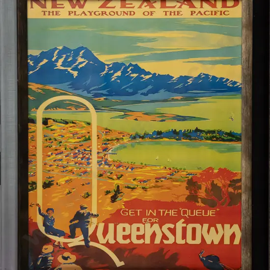 framed reproduction vintage Queenstown promotional print H-340 W-270