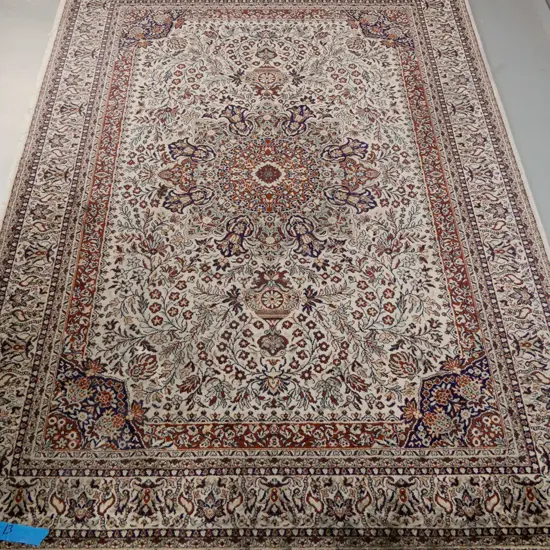 Persian style (Gumussuyu Turkish?) wool floor rug - some staining and discolouration L2460 W1720
