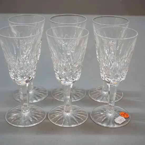 set of 6 Waterford cut crystal sherry glasses H-135 D-55