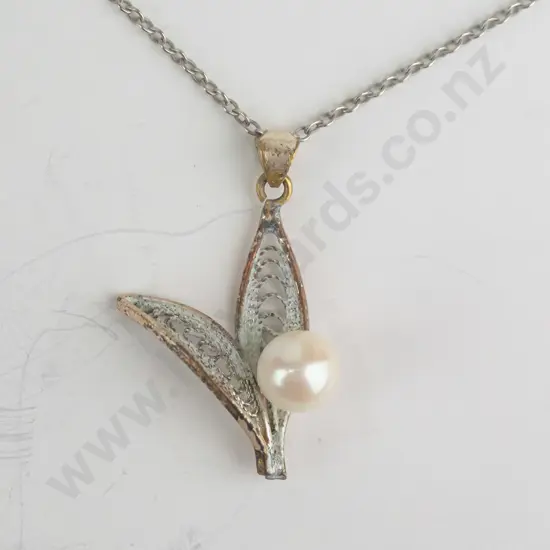silver pearl necklace chain stamped 925