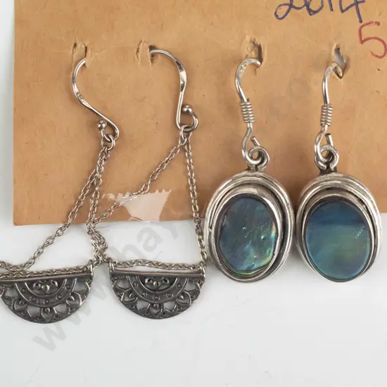 2 pairs of silver earrings stamped 925