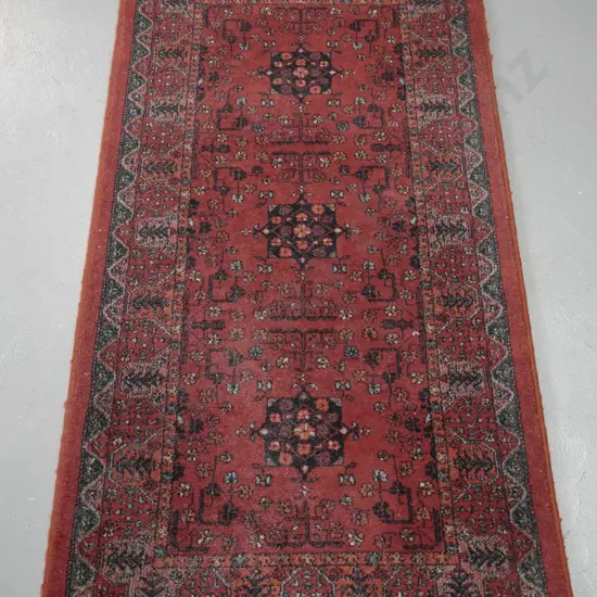 Belgian made Persian "Kashqai" wool floor rug - dark reds and blues L1320 W670