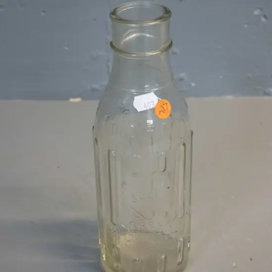 vintage clear glass Shell Oil New Zealand pint oil bottle H-230