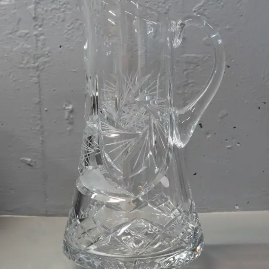 large heavy cut crystal jug H-285