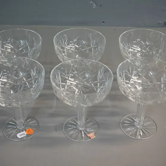 6 hollow stem Bohemia hand cut crystal champagne glasses H-125 D-100