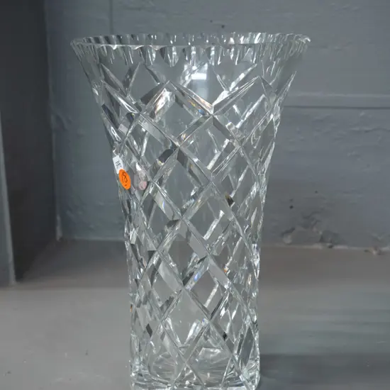 cut crystal vase, no maker's mark H-250