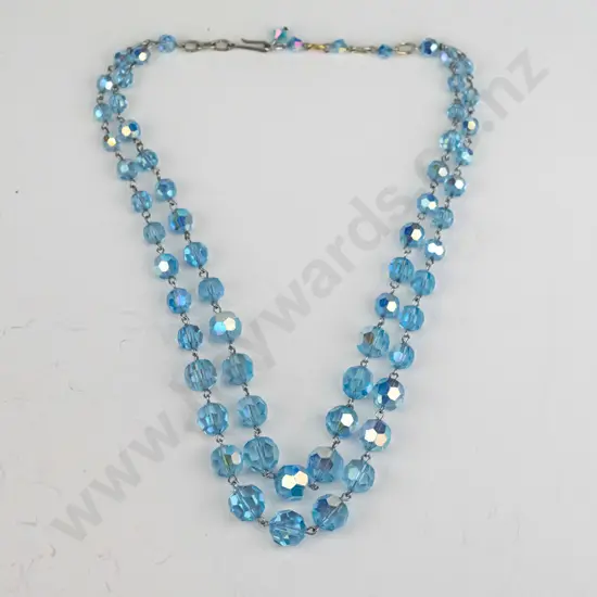 blue crystal double strand necklace