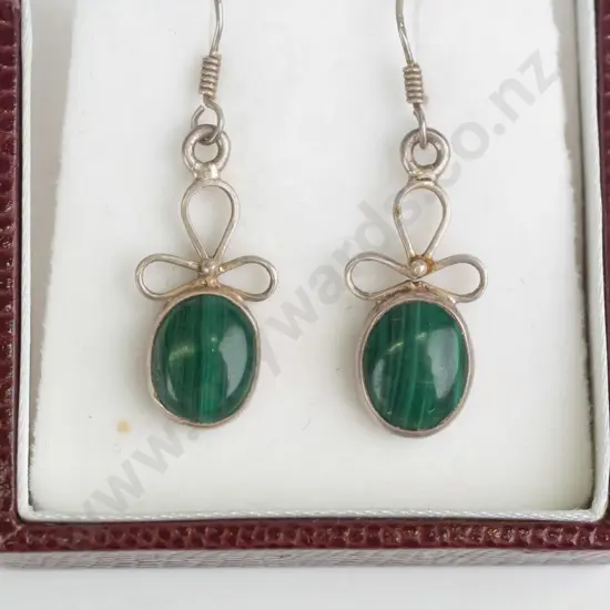 pair of green stone earrings stamped 925
