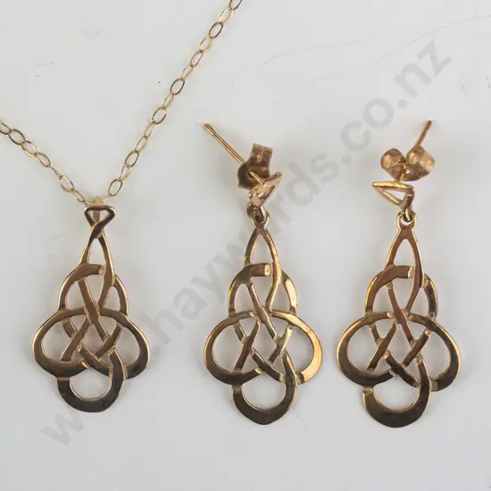 necklace & earring set chain stamped 375