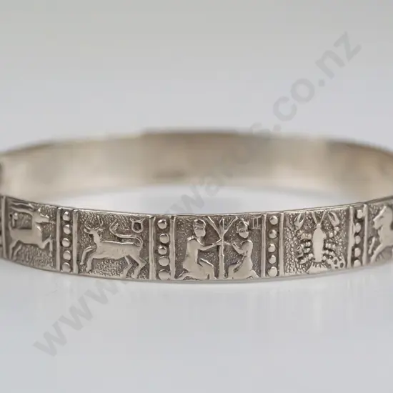silver astrology bangle stamped sterling 925