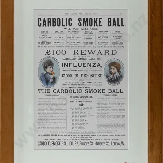 framed reproduction Carbolic Smoke Ball promotional poster H-390 W-260