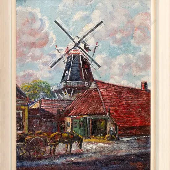 Leonard Victor Mitchell 1961 - framed oil - windmill H-340 W-270
