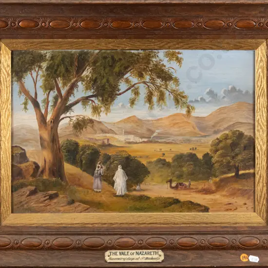 J Hollobon 1885 - framed oil "The Vale of Nazareth" H-300 W-440