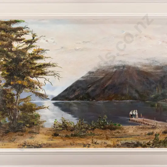 NA Wilson - framed acrylic - lake scene H-380 W-580