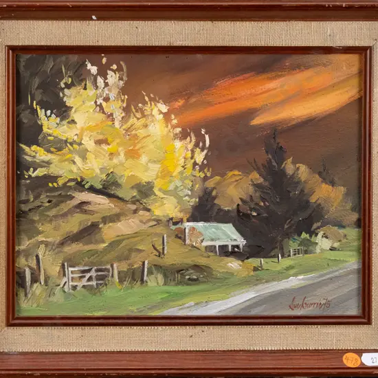 Sue Currie '75 - framed oil "Stormy Autumn Afternoon" H-210 W-280