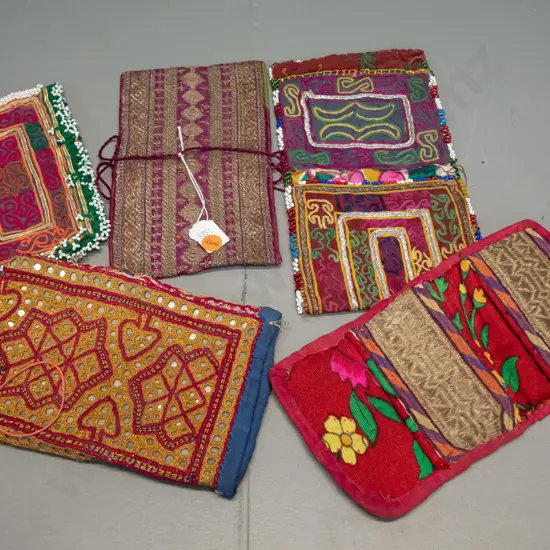5 hand embroidered and beaded small purses from Pakistan and Afghanistan - largest is 220 x 125