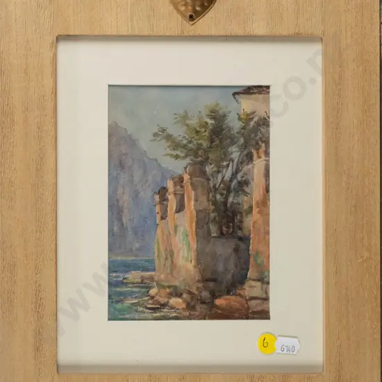 framed watercolour "Lake Como" H-165 W-115