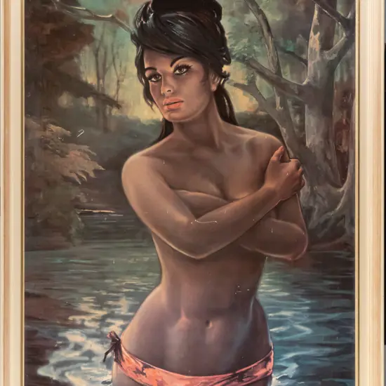 framed retro JH Lynch print "The Nymph" H-680 W-490 (some scratches and marks)