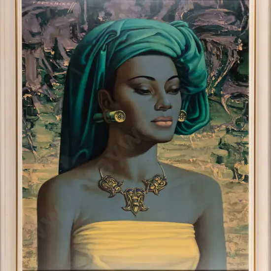 framed retro Tretchikoff print "Balinese Girl" H-590 W-490