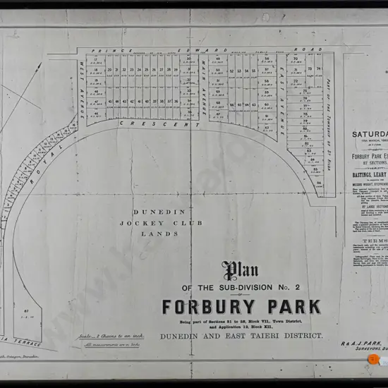 framed reproduction Forbury Park Sub-Division Plan H-480 W-610